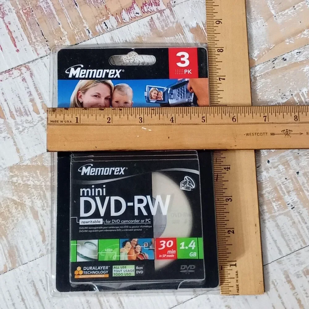 Memorex Mini DVD-RW 3 Pack 2X 1.4GB 30 min Single Sided DVD Camcorder New 2006